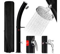 Eulenke Douche solaire arquée 35 l max. 60 °C avec capot de protection, pommeau de douche 360° et robinet, raccord tuyau d'arrosage, douche de camping, douche de piscine