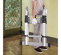 Eulenke echelle telescopique 3,8 (1,9+1,9) M 6+6 Echelons Polyvalente échelle télescopique en Aluminium échelle de Toit Charge Maximale: 150 kg Échelle Extensible Échelle Polyvalente echelle Pliante