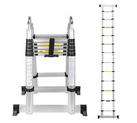 Eulenke échelle télescopique 3,8m (1,9m+1,9m) 6+6 Echelons Polyvalente échelles en Aluminium échelle de Toit Charge Maximale: 150 kg Échelle Extensible Échelle Polyvalente echelle Pliante