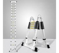 Eulenke echelle telescopique 5 (2,5+2,5) M 8+8 Echelons Polyvalente échelle télescopique en Aluminium échelle de Toit Charge Maximale: 150 kg Échelle Extensible Échelle Polyvalente echelle Pliante