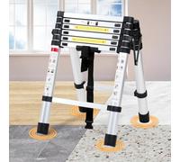 Eulenke Échelle télescopique en Aluminium 1,4 m + 1,7 m, Multifonction echelle Pliante, Échelle Extensible Antidérapante Charge maximale : 150 kg, échelle de Toit Haute sécurité Grande applicabilité