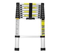 Eulenke Échelle télescopique en aluminium 2,6 m - Échelle extensible - Antidérapante - En aluminium - Charge maximale : 150 kg