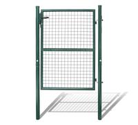 Eulenke Portail de jardin, 125x100cm Portillon en fer galvanisé, Portail de clôture en métal solide, portail de clôture avec serrure, Poignée et 3 clés, Vert