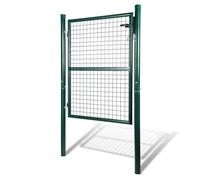 Eulenke Portail de jardin, 150x100cm Portillon en fer galvanisé, Portail de clôture en métal solide, portail de clôture avec serrure, Poignée et 3 clés, Vert