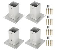 Eulenke Support de poteau avec douille à visser - Convient pour poteaux en bois carré de 90 x 90 mm - Ancre de qualité supérieure - Galvanisé à chaud - Argenté
