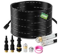 Eulenke Tuyau de nettoyage de canalisations 20 m, 2 buses rigides et rotatives, 3 adaptateurs, compatible avec Kärcher K2 - K7, LAVOR, Parkside, Bosch, Kit de nettoyage de tuyaux de qualité supérieure
