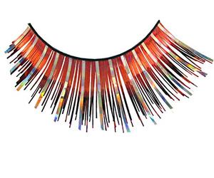 Eulenspiegel 000168 - Cils artificiels, rouge/argent, holographiques, 1 ml de colle spéciale pour cils, instructions, pour carnaval, fête à thème