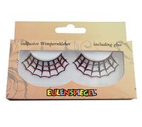 Eulenspiegel 001028 - Cils artificiels, rose/noir, Spiderweb, 1 ml de colle spéciale cils, instructions, pour carnaval, fête à thème | Motif toile d'araignée original avec 1 ml de colle spéciale et mode d'emploi, pour le carnaval et les soirées à thème