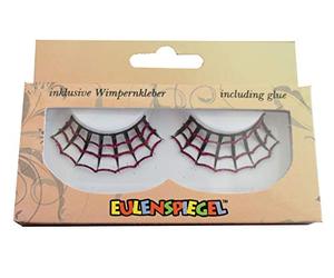 Eulenspiegel 001028 - Cils artificiels, rose/noir, Spiderweb, 1 ml de colle spéciale cils, instructions, pour carnaval, fête à thème | Motif toile d'araignée original avec 1 ml de colle spéciale et mode d'emploi, pour le carnaval et les soirées à thème