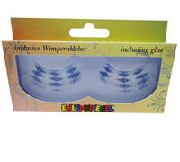 Eulenspiegel 001417 - Cils artificiels, blanc/bleu, 1 ml de colle spéciale pour cils, instructions, pour carnaval, fête à thème | Avec 1 ml de colle à cils spéciale et un mode d'emploi, pour le carnaval et les soirées à thème