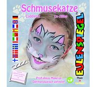 Eulenspiegel 203354 - Kit de motifs chaton, 4 couleurs, 1 pinceau, 1 notice, pour env. 40 masques, carnaval, fête à thème