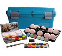 Eulenspiegel 299548 - Coffret de maquillage débutant, 24 couleurs aquatiques professionnelles, 6 paillettes, 10 éponges, 1 éponge à barbe, 3 pinceaux