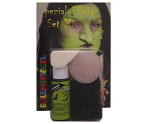 Eulenspiegel 406106 - Set effet spécial 10, 1 sang de sorcière, 1 cire à effet, 1 éponge à barbe, éponge latex, 1 spatule, Set de maquillage, Halloween