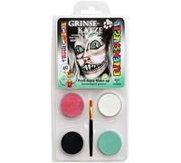 Eulenspiegel - Kit de maquillage Chat du Cheshire, 4 couleurs | Avec pinceau et mode d'emploi, couleurs de maquillage pour environ 40 masques, pour le carnaval et les soirées à thème
