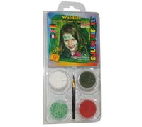 Eulenspiegel - Kit de maquillage Fée des bois, 3 couleurs | Pinceau et mode d'emploi, couleurs de maquillage pour environ 40 masques, pour le carnaval et les soirées à thème