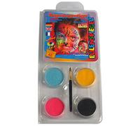Eulenspiegel - Kit de maquillage Tigre arc-en-ciel, 4 couleurs | Avec pinceaux et mode d'emploi, couleurs de maquillage pour environ 40 masques, pour le carnaval et les soirées à thème