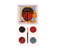 Eulenspiegel - Kit de Motifs de Maquillage Coccinelle, 4 Couleurs | Avec 2 couleurs de maquillage, 2 paillettes, un pinceau et un mode d'emploi, pour environ 20 masques, pour le carnaval