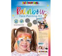 Eulenspiegel - Palette de maquillage Rainbow Face, 15 couleurs | Avec 12 couleurs de maquillage, 3 paillettes, 3 éponges, 2 pinceaux et un mode d'emploi, pour environ 120 maquillages