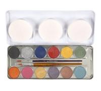 Eulenspiegel Palette maquillage métal nacrée – 12 x 3,5 ml + 2 pinceaux