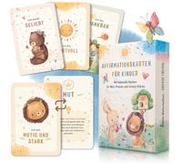 EULENTALER® Cartes d'affirmation pour enfants - Conçues par des éducateurs - 44 cartes de pleine conscience peintes à la main avec amour pour la confiance en soi, le courage et la joie de vivre - Avec