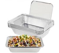Eulihent 10 Pièces Barquette Aluminium avec Couvercle 2250ML plat aluminium jetable pour Service de Repas de Fête Stockage à Emporter Conteneurs de Restauration, 31 x 21 x 5cm