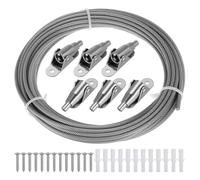 Eulihent 10m Câble en Acier Inoxydable Rideaux Kit de Fixation Murale Fil de Rideau Système de Corde de Tension Corde a Linge Rideau Douche Suspension Photos et Decoration Balcon