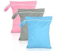 Eulihent Lot de 3 Sacs a Linge Sale Impermeables 40x30 cm avec Fermeture Eclair Sac Linge Sale Voyage Sac à Couches Lavables pour Sport Gym Maillots de Bain Vêtements Humides Camping et Hotel