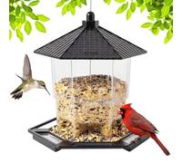 Eulihent Mangeoires à oiseaux pour l'extérieur, mangeoire réglable avec fil robuste et toit, mangeoire à oiseaux en plastique pour jardin, cour, terrasse