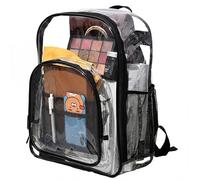Eulihent Sac a Dos Transparent PVC Impermeable Étanche Unisexe Sac à Dos d'école pour Travail Aeroport Securite Concerts Voyages Evenements Sportifs Plage Piscine (Noir, Version A)