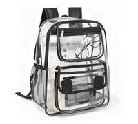 Eulihent Sac a Dos Transparent PVC Impermeable Étanche Unisexe Sac à Dos d'école pour Travail Aeroport Securite Concerts Voyages Evenements Sportifs Plage Piscine (Noir, Grand)