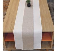 Eulond Chemin de Table en Matériau de Chanvre Noué en Bambou, Coutures Bicolores, Utilisé pour la Décoration Intérieure dans Un Style Rétro Naturel, Réunions, Mariages, Décorations D'hôtel, 180*30cm