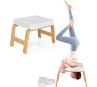 Eumatenova Tabouret de Yoga, Yoga Chair Headstand, Chaise d'inversion avec Poster, Banc de Yoga pour inversions et Relaxation, Chaise de Yoga Repose-tête(Blanc)