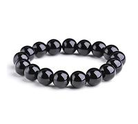 EUMENIDES Bracelet noir oxydien, bracelet noir, 4/6/8/10/12 mm, brillant noir pur, 10 mm, Cristal Pierre, Agate
