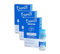 EUMILL | Protection | Gouttes oculaires lubrifiantes & hydratantes | Yeux fatigués, secs et exposés aux écrans | Sans conservateur | Compatibles avec lentilles de contact | Lot de 3 flacons x 10ml
