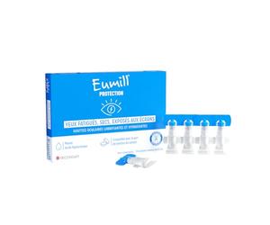 EUMILL | Protection | Gouttes oculaires lubrifiantes & hydratantes | Yeux fatigués, secs & exposés aux écrans | Sans conservateur | Compatibles avec lentilles de contact | 10 récipients unidoses 0,5ml
