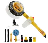 Eummy Kit de brosse de lavage de voiture de 99,1 cm, brosse de nettoyage rotative automatique avec distributeur de savon à long manche anti-rayures, brosse à récurer pour voitures, camions, VUS