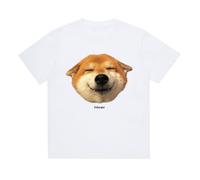 EUnicamaikoo T-Shirt d'été à Manches Courtes avec imprimé Shiba Inu Souriant, t-Shirt Ample en Coton Mignon pour Couple