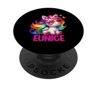 Eunice Nom personnalisé Licorne Colorée Femmes Filles PopSockets PopGrip Adhésif