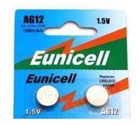 Eunicell AG12 Lot de 2 piles bouton alcalines G12/LR43/LR43SW/LR1142 LR1142SW SR1142W de type 301/386 G