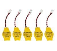 Eunicell CMOS BIOS CR2032 Lot de 5 piles bouton au lithium 3 V avec connecteur MOLEX (2 broches) - Batterie tampon RTC avec câble de 15 cm de long pour PC, carte mère et ordinateur portable | Corrige
