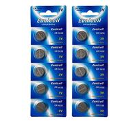 Eunicell Lot de 10 piles bouton CR1632 au lithium 5 V 120 mAh (2 blisters de 5 piles)