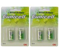 Eunicell Lot de 4 Piles CR2 au Lithium sous Blister (2 Blister de 2 Piles) 3 Volt
