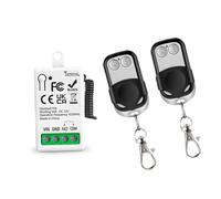 EunnacoTop 433Mhz Commutateur de télécommande sans fil universel DC 12V 1CH Module interrupteur récepteur de relais RF avec 2 émetteurs, pour porte de garage Bricolage
