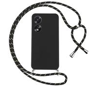 EuoDuo Compatible avec Oppo A18 4G / Oppo A38 4G Coque Cordon Tour de Cou Étui de Protection Silicone TPU Telephone Portable Réglable Collier Antichoc Housse - Noir