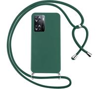EuoDuo Compatible avec Oppo A57 4G / Oppo A57S Coque Cordon Tour de Cou Étui de Protection Silicone TPU Telephone Portable Réglable Collier Antichoc Housse - Vert