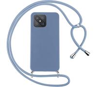 EuoDuo Compatible avec Oppo Reno4 Z 5G / Oppo Reno 4Z 5G Coque Cordon Tour de Cou Étui de Protection Silicone TPU Telephone Portable Réglable Collier Antichoc Housse - Bleu