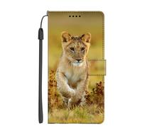 EuoDuo Coque Compatible avec Nokia 1.4 Étui Rabattable Motif Petit Lion Housse en Cuir Premium PU Portefeuille Flip Cover Magnétique Antichoc avec Porte-Cartes