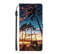 EuoDuo Coque Compatible avec Oppo A40 4G / A40M / A60 5G Étui Rabattable Motif Plage Eté Housse Portefeuille Flip Cover Magnétique PU Cuir Pochette Portable Antichoc Protection