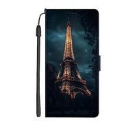 EuoDuo Coque Compatible avec Oppo A5 2020/OPPO A9 2020 Étui Rabattable Motif Crépuscule Paris Housse Portefeuille Flip Cover Magnétique PU Cuir Pochette Portable Antichoc Protection