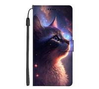 EuoDuo Coque Compatible avec Oppo A57s / Oppo A57 4G Étui Rabattable Motif Chaton Housse Portefeuille Flip Cover Magnétique PU Cuir Porte-Cartes Pochette Portable Antichoc Protection